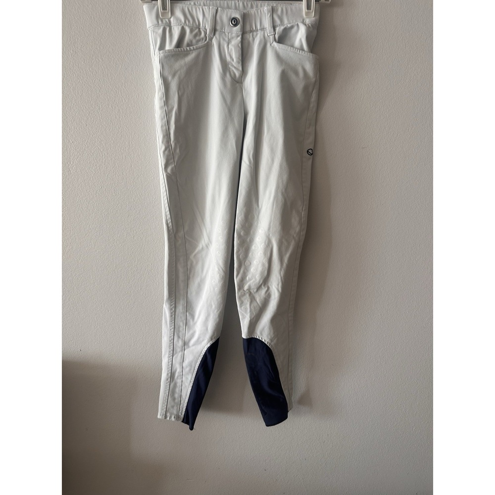 Equiline Eqode  Breeches Women's It 40 US 24 Knee Patch Equestrian Light Gray